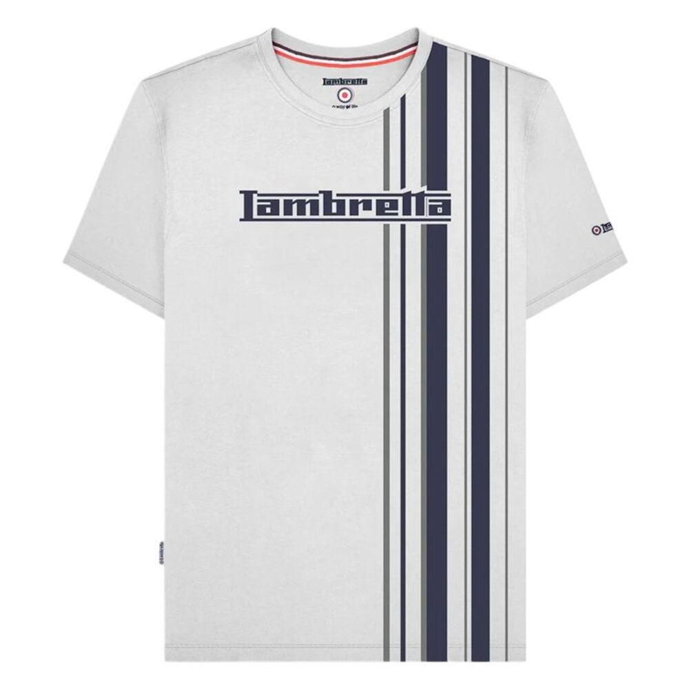 Lambretta Mens Racing Stripe T-Shirt / White/Navy/Gray